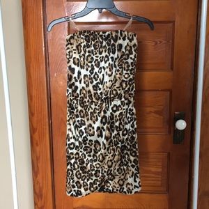 Leopard Strapless Mini Dress